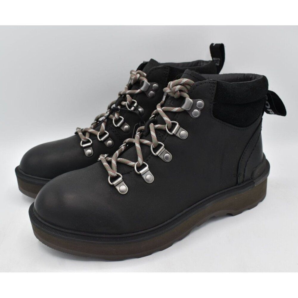 Sorel Womens Size 7 Hi Line Hiker Jet Black Waterproof Leather Lace Up Boots